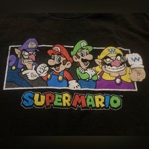 SUPER MARIO Bros Nintendo  T-Shirt Mario Luigi Wario Waluigi Black Medium